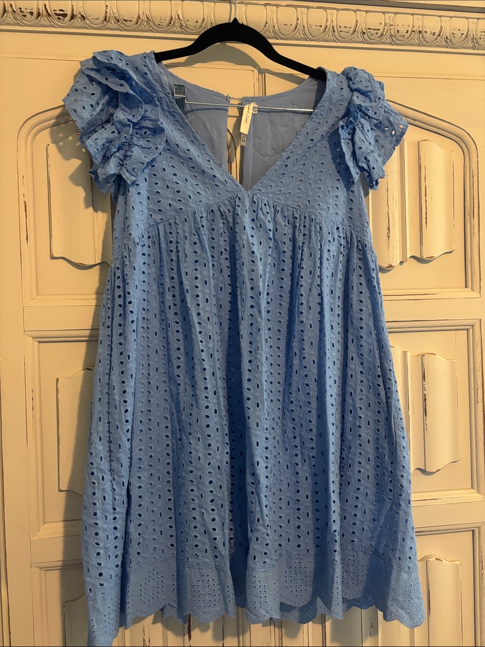 Mustard Seed Light Blue Eyelet A-Line Dress